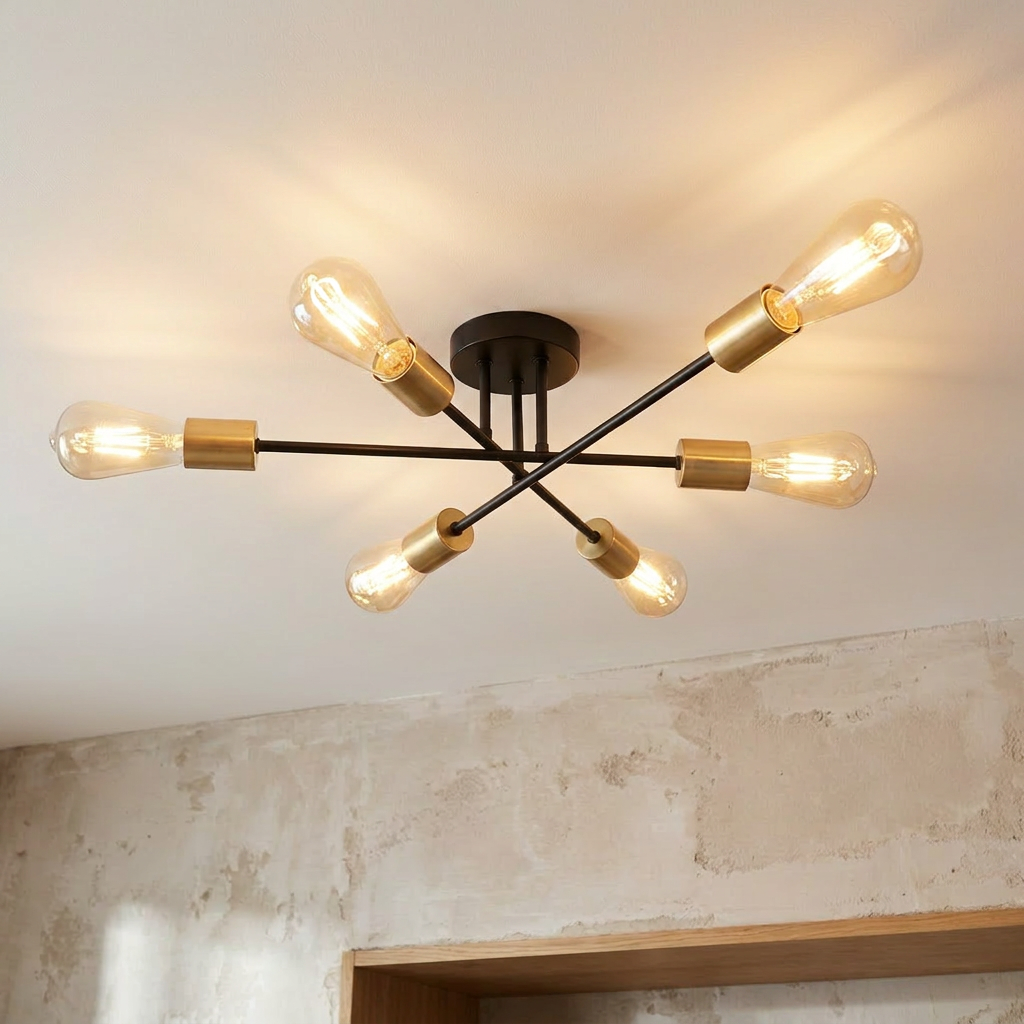 Plafonnier 6 Lampes E27 | Crespilo — allume au plafond, halo lumineux