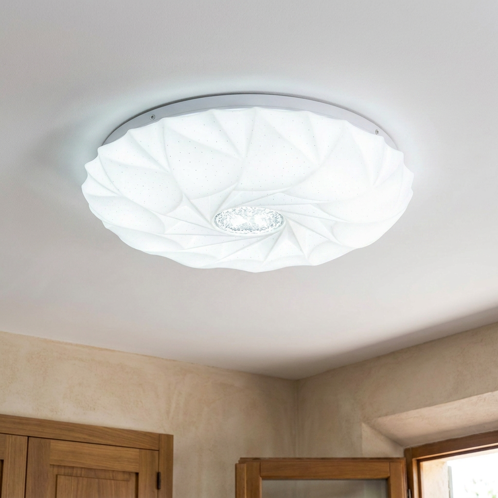 Plafonnier Acier Composite Blanc — allume au plafond, halo lumineux
