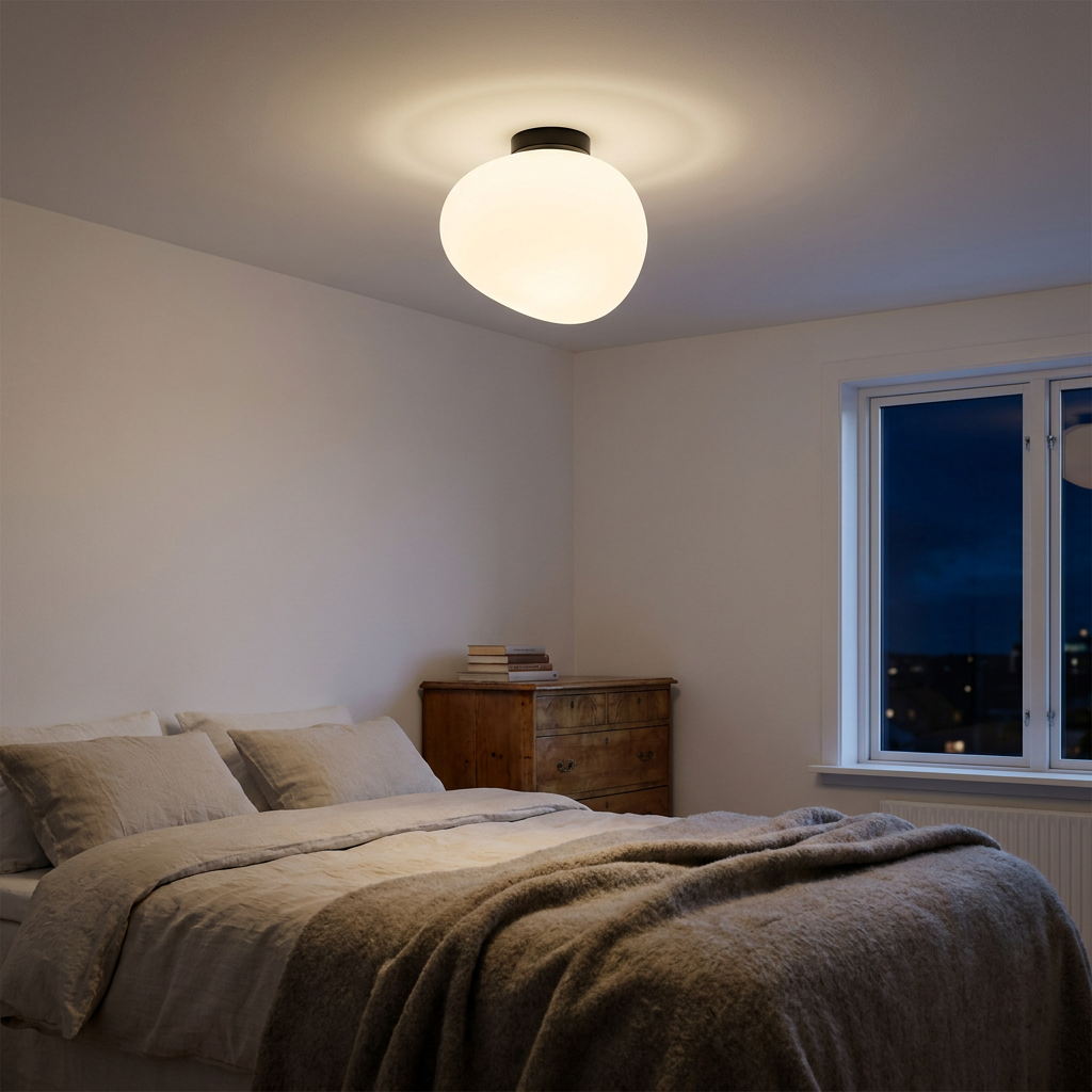 Plafonnier Acier Composite Blanc et Noir | Stones — allume le soir, ambiance chaleureuse, eclairage du plafond