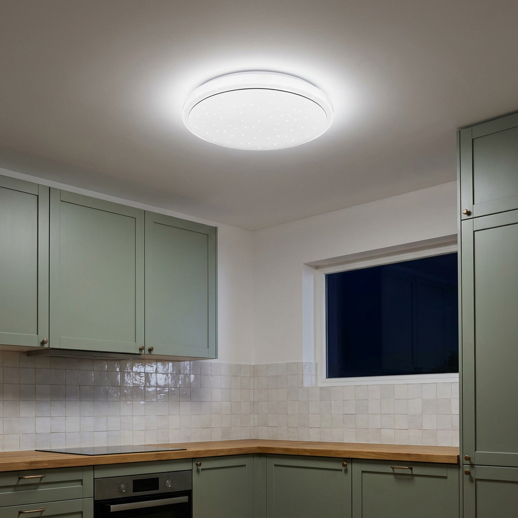 Plafonnier Acier Composite Blanc | Jasper — allume le soir, ambiance chaleureuse, eclairage du plafond