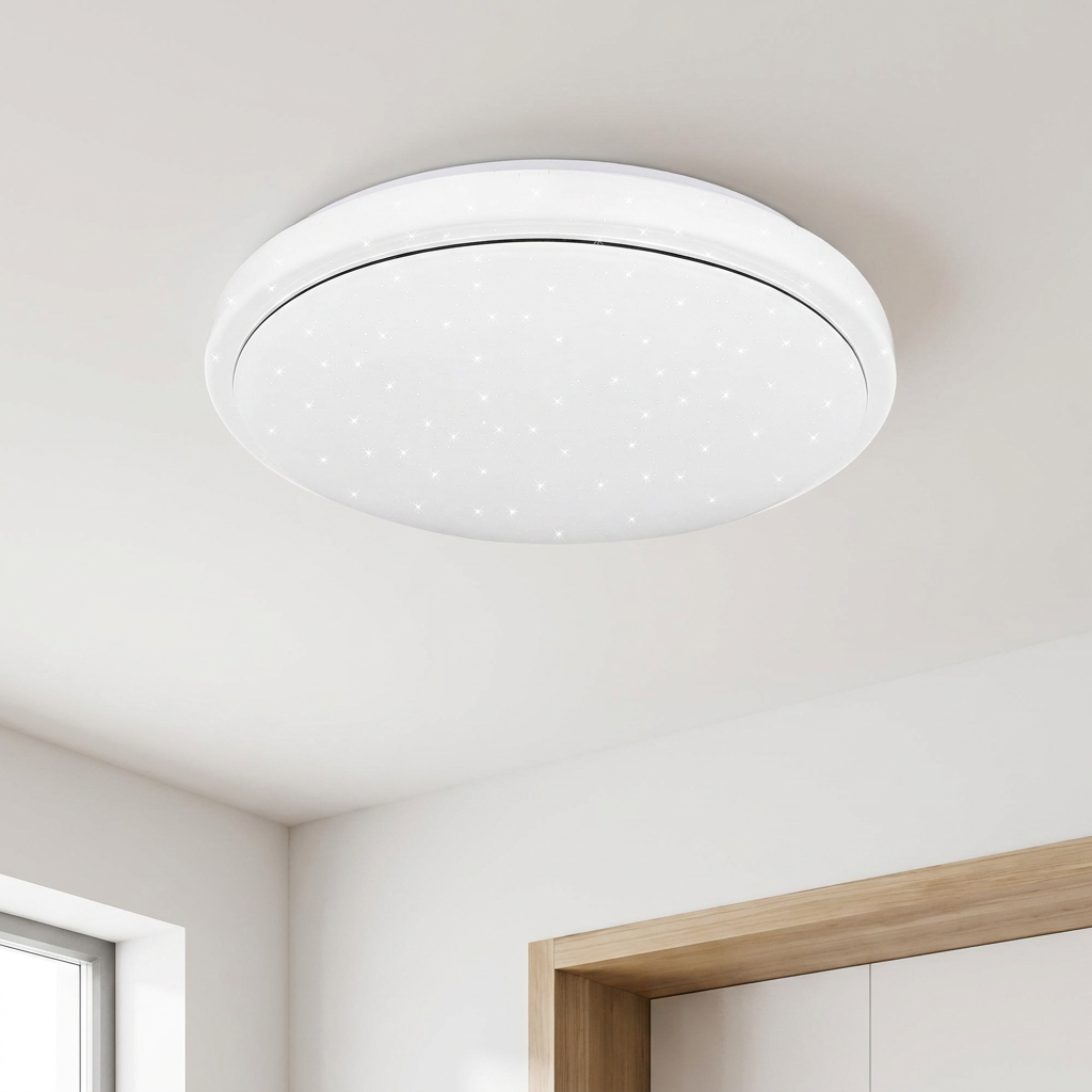 Plafonnier Acier Composite Blanc | Jasper — vu de dessous, fixe au plafond, eteint