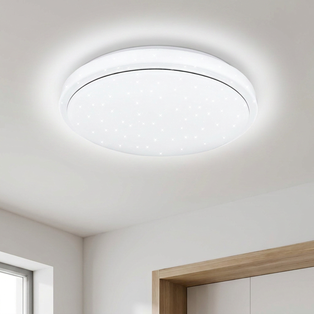 Plafonnier Acier Composite Blanc | Jasper — allume au plafond, halo lumineux