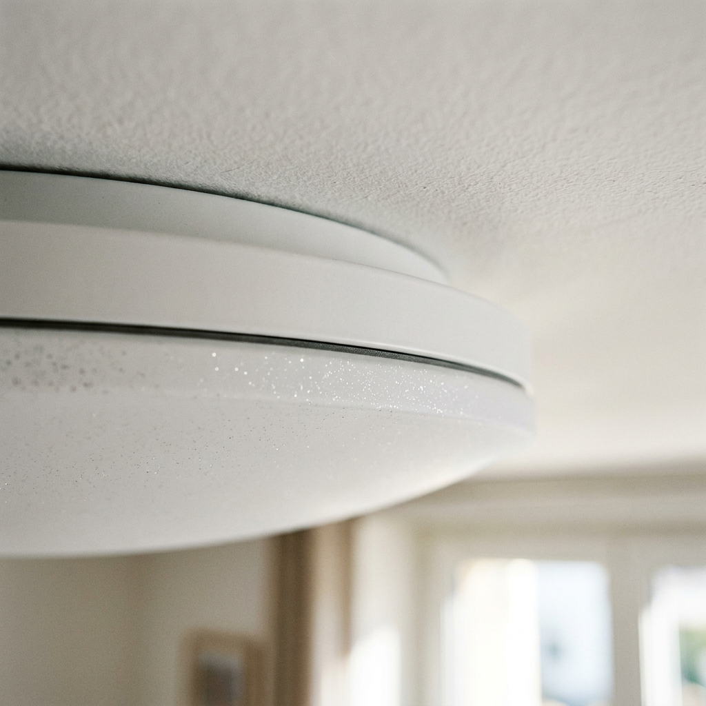 Plafonnier Acier Composite Blanc | Jasper — detail du bord et de la fixation au plafond