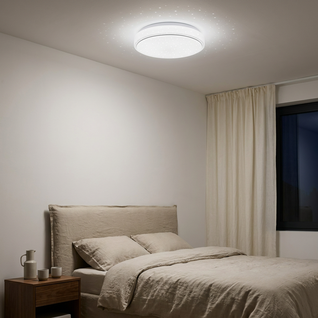 Plafonnier Acier Composite Blanc | Jasper — allume le soir, ambiance chaleureuse, eclairage du plafond