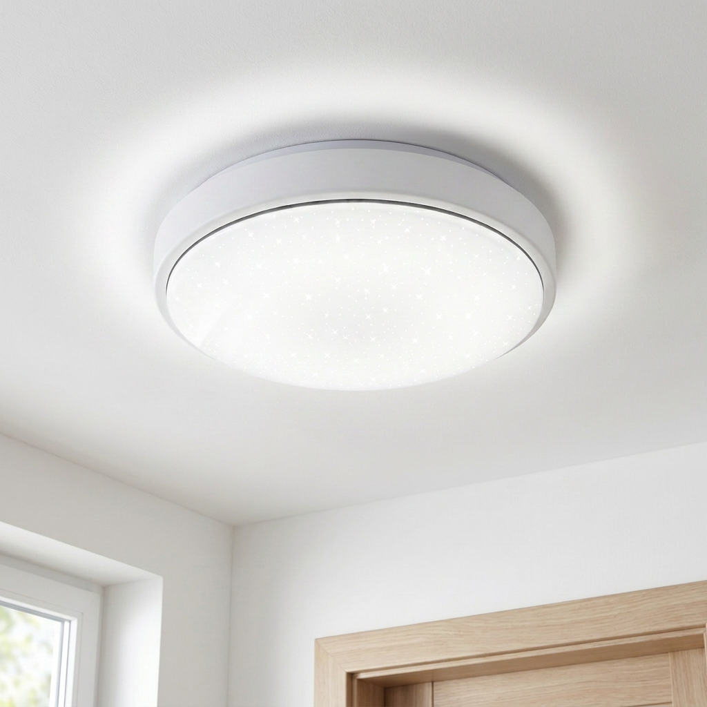 Plafonnier Acier Composite Blanc | Jasper — allume au plafond, halo lumineux