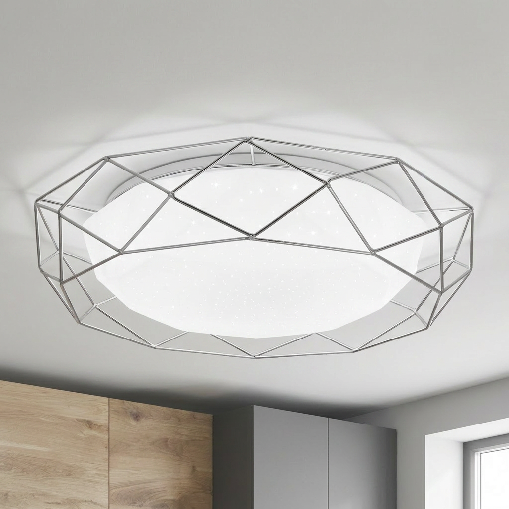 Plafonnier Acier Composite Chromé | Sven — allume au plafond, halo lumineux