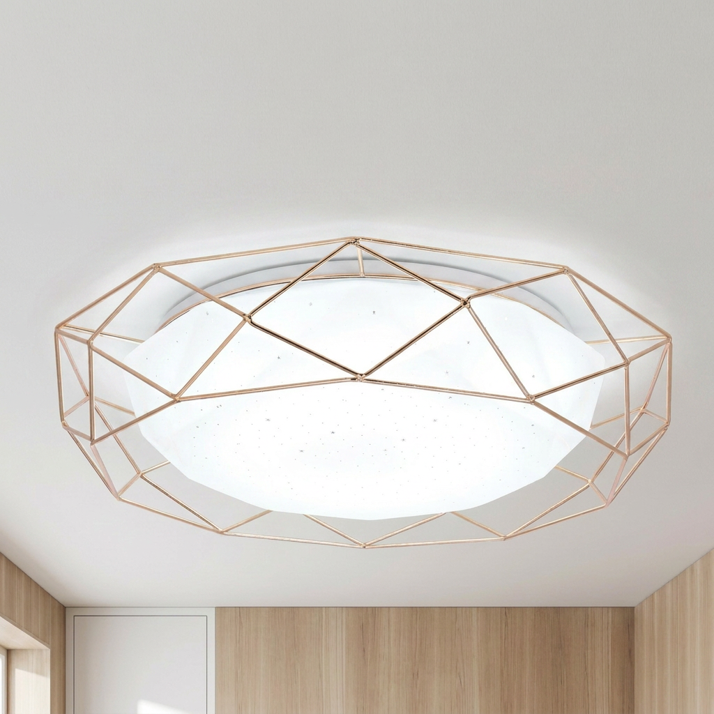 Plafonnier Acier Composite Doré | Sven — allume au plafond, halo lumineux