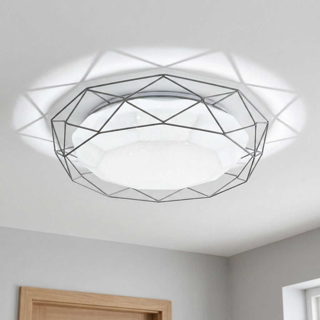 Plafonnier Acier Composite Gris | Sven — allume au plafond, halo lumineux