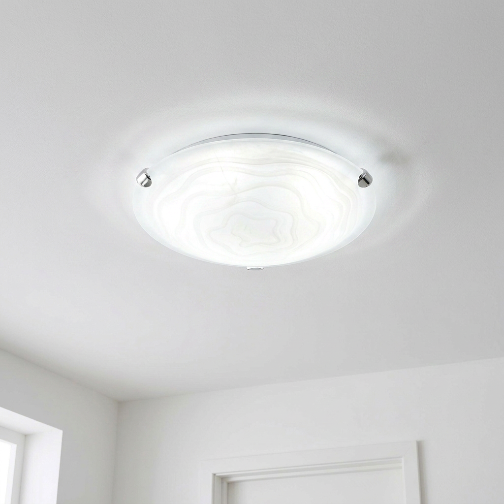 Plafonnier Acier Verre Blanc | Wrap — allume au plafond, halo lumineux