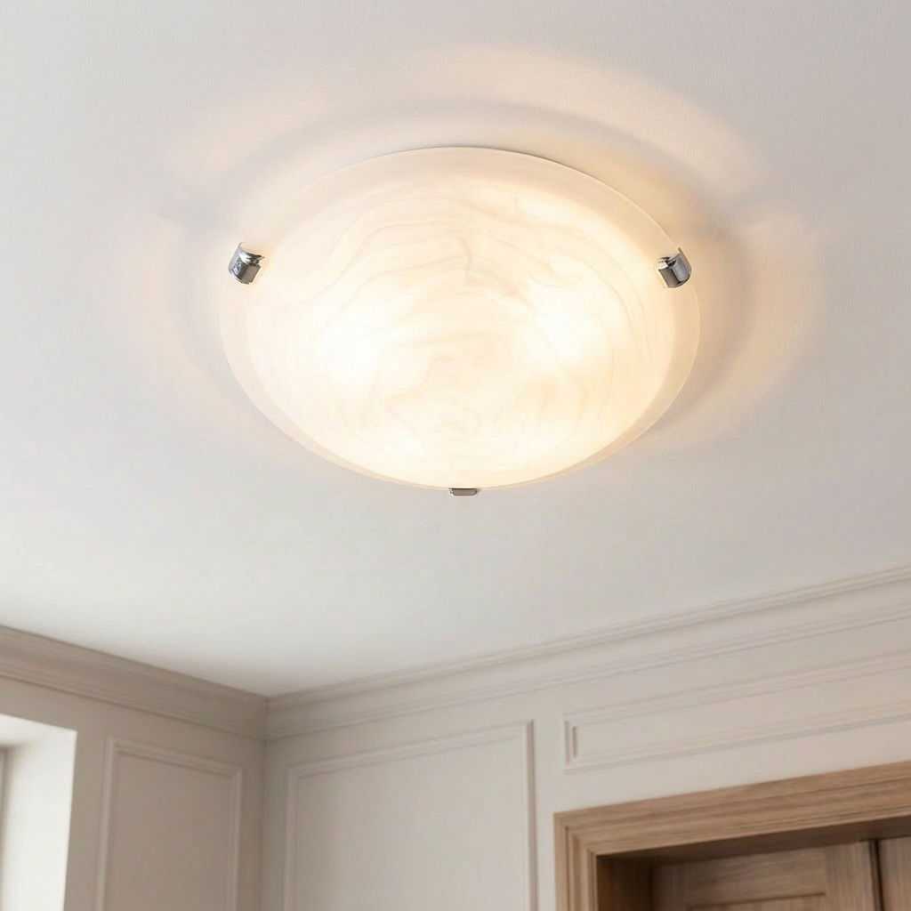Plafonnier Acier Verre Blanc | Wrap — allume au plafond, halo lumineux