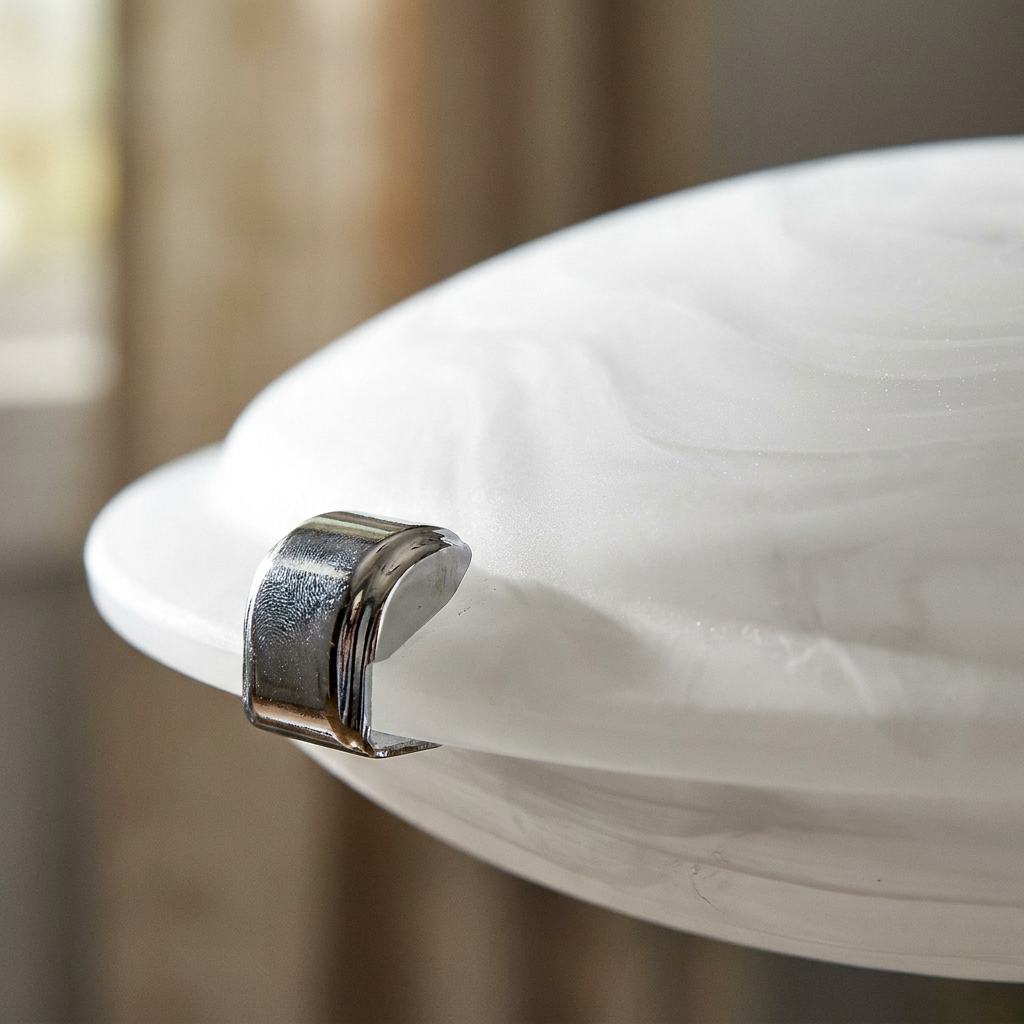 Plafonnier Acier Verre Blanc | Wrap — gros plan sur la matiere et la finition