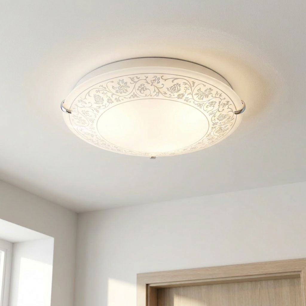 Plafonnier Acier Verre E27 | Beris — allume au plafond, halo lumineux