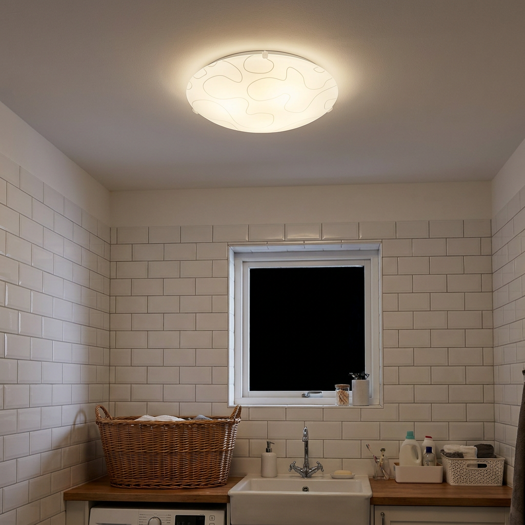 Plafonnier Acier Verre E27 | Malibu — allume le soir, ambiance chaleureuse, eclairage du plafond