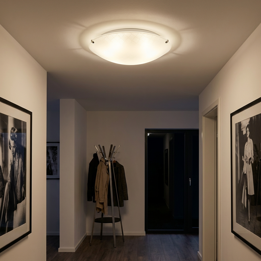 Plafonnier Acier Verre E27 | Vertico — allume le soir, ambiance chaleureuse, eclairage du plafond