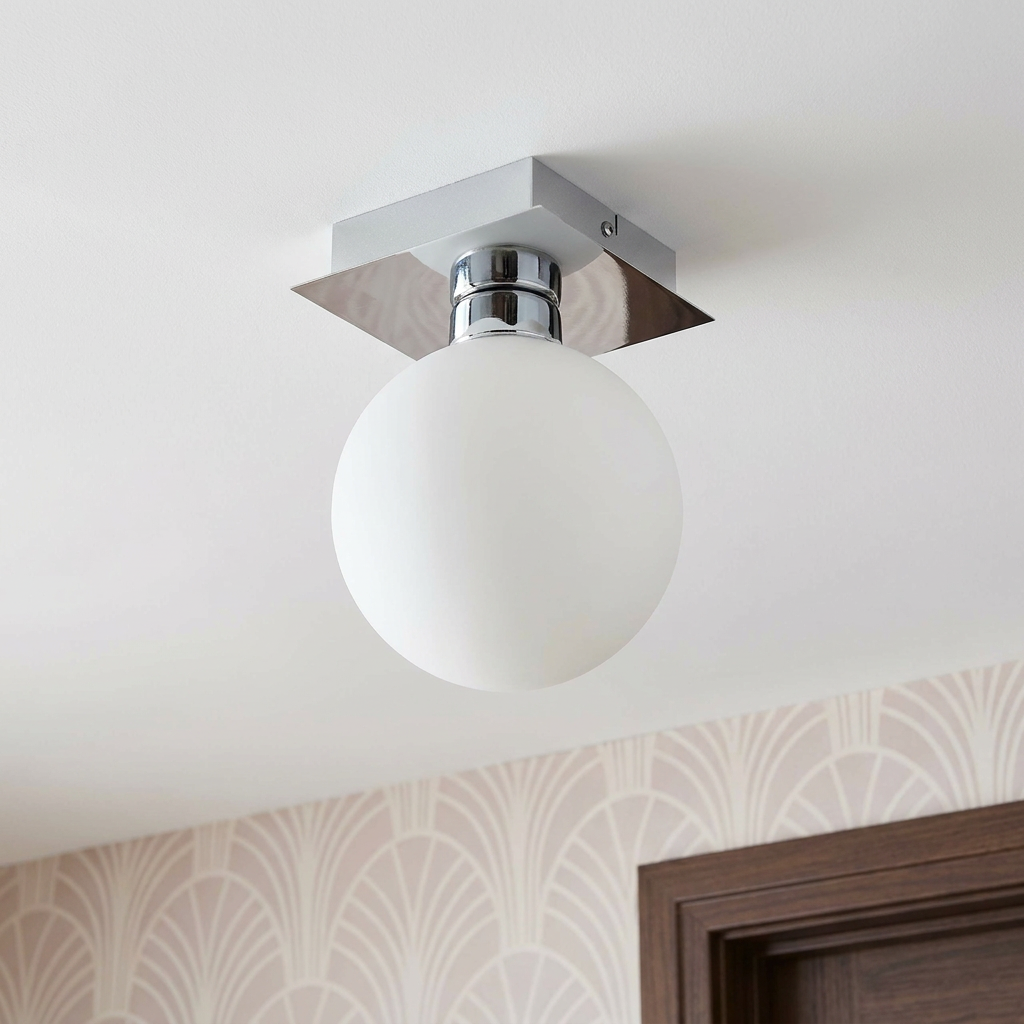 Plafonnier Acier Verre G9 | Oden — vu de dessous, fixe au plafond, eteint