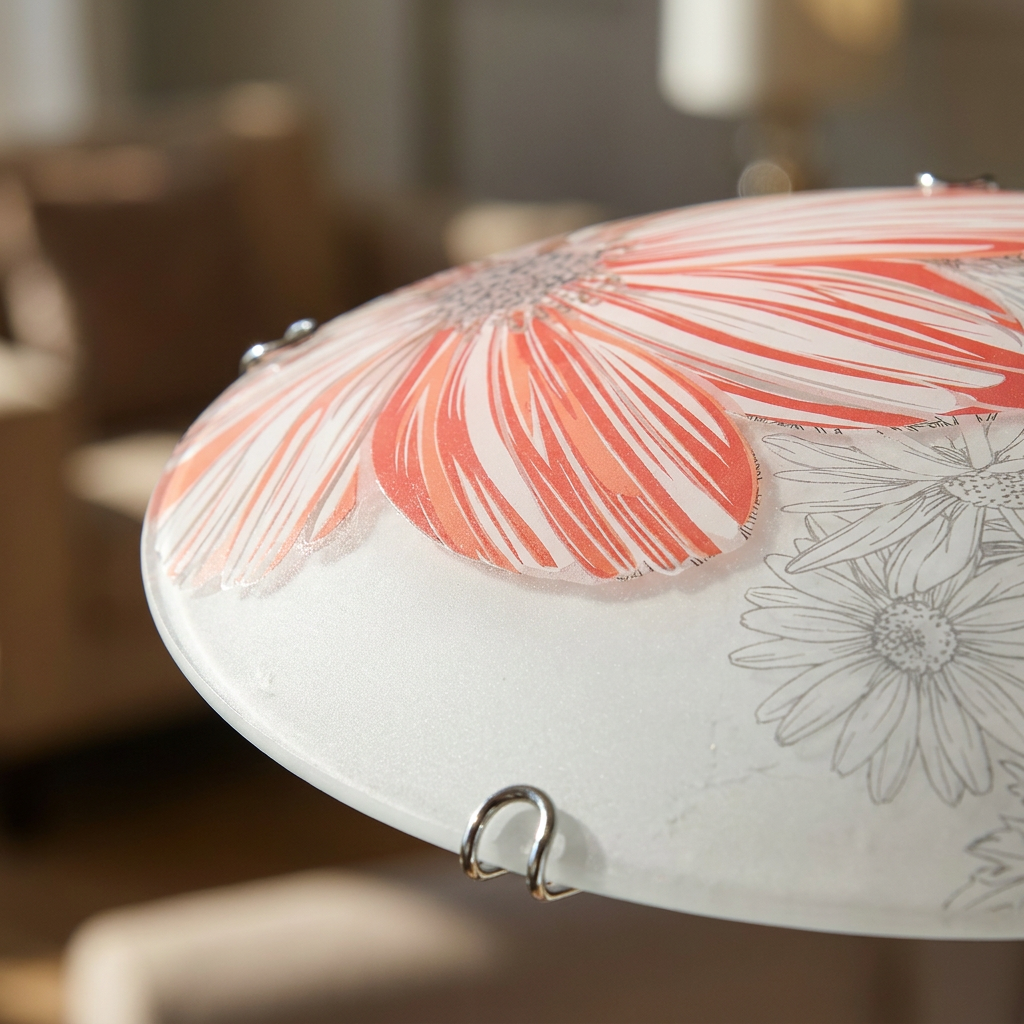 Plafonnier Acier Verre Rouge | Spring — gros plan sur la matiere et la finition