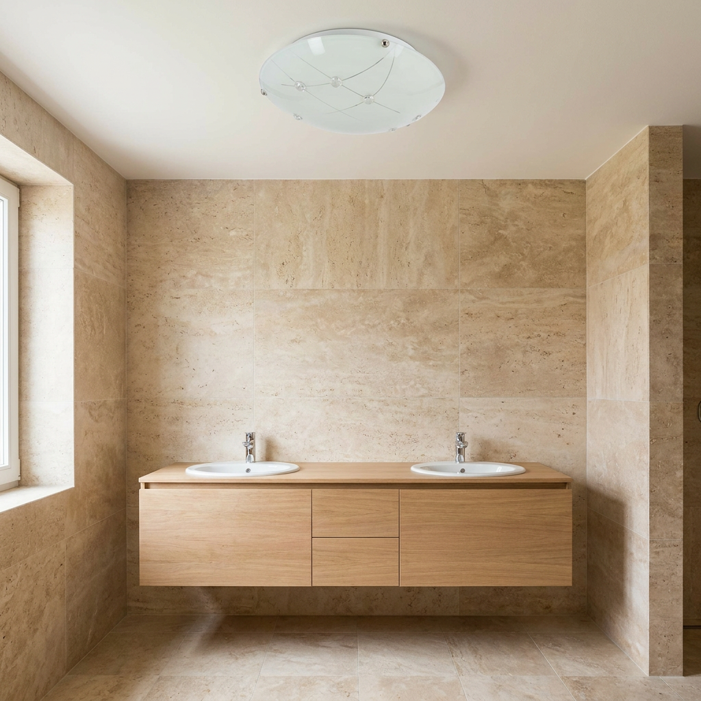 Plafonnier Acier Verre Transparent | Duca — en situation dans une piece, fixe au plafond, eteint