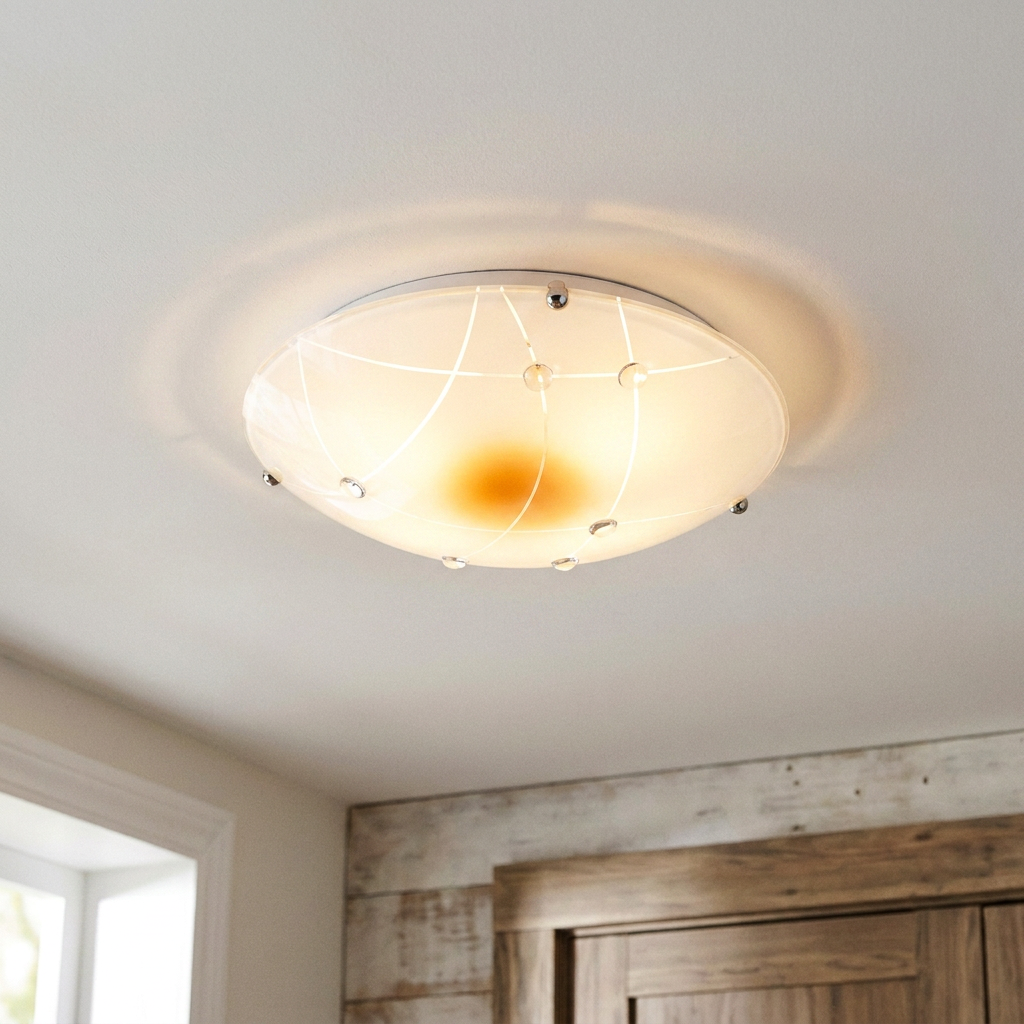 Plafonnier Acier Verre Transparent | Duca — allume au plafond, halo lumineux