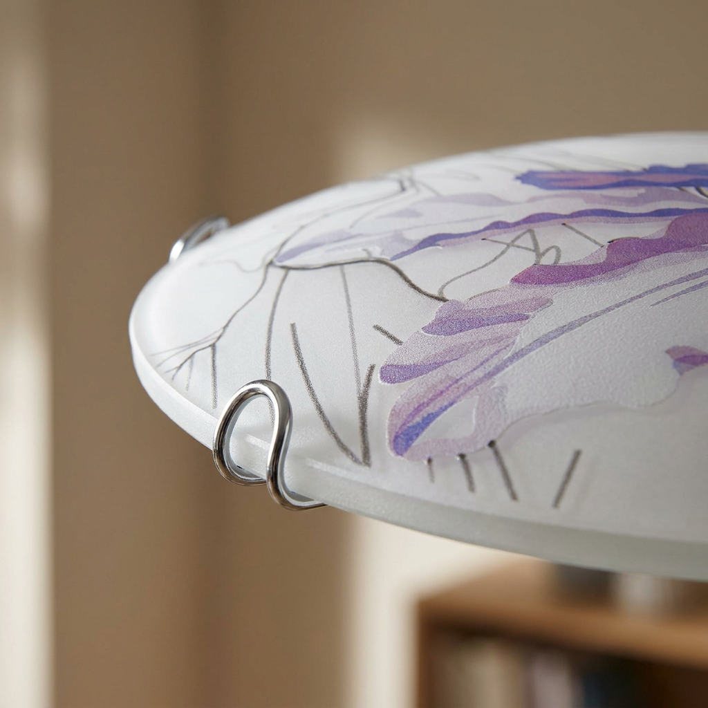 Plafonnier Acier Verre Violet | Spring — gros plan sur la matiere et la finition