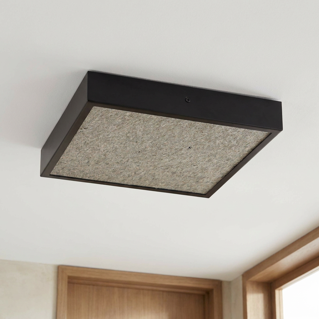Plafonnier Design | Luxan — vu de dessous, fixe au plafond, eteint