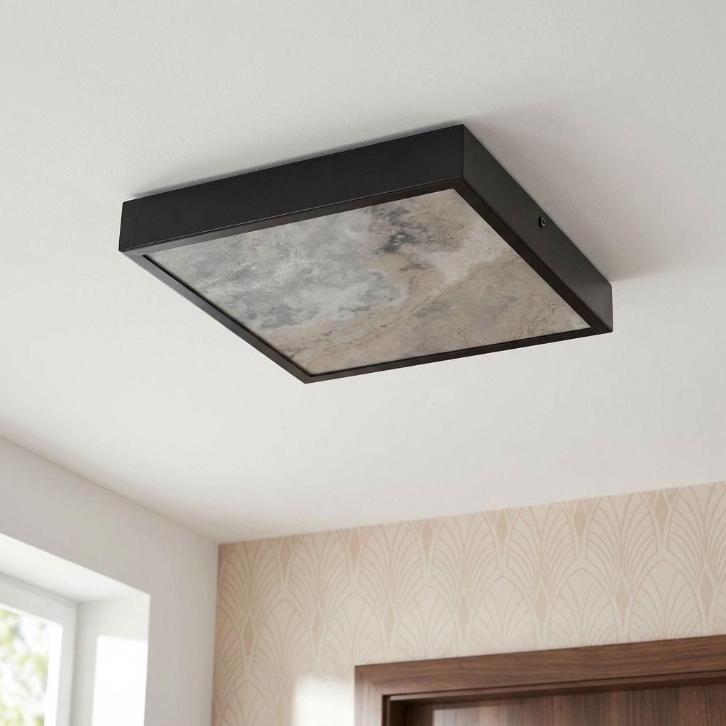Plafonnier Design | Luxan — vu de dessous, fixe au plafond, eteint
