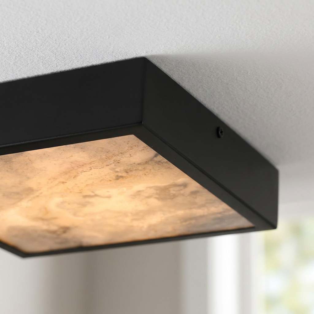 Plafonnier Design | Luxan — detail du bord et de la fixation au plafond