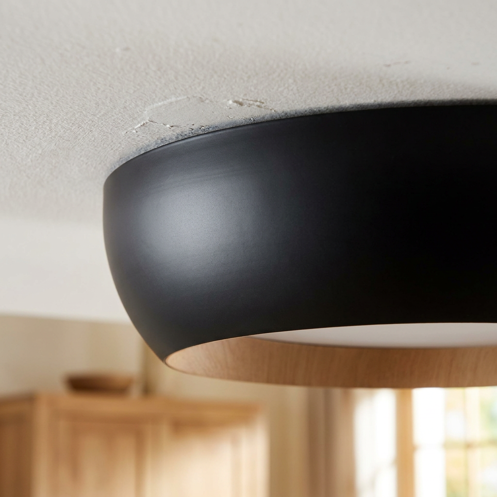 Plafonnier LED Acier Composite | Abruzzo — detail du bord et de la fixation au plafond