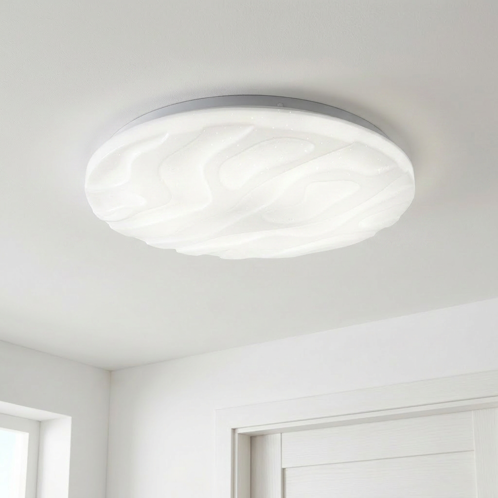 Plafonnier LED Acier Composite Blanc — allume au plafond, halo lumineux