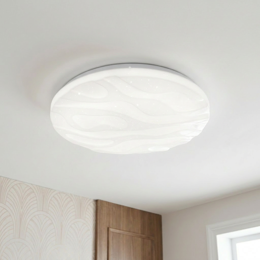 Plafonnier LED Acier Composite Blanc — allume au plafond, halo lumineux