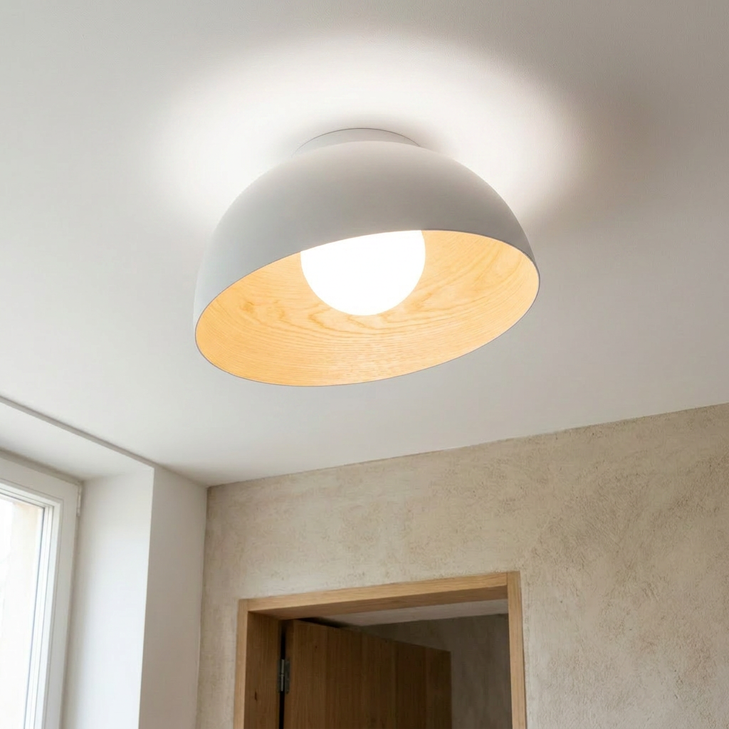 Plafonnier LED Acier Composite Blanc — allume au plafond, halo lumineux