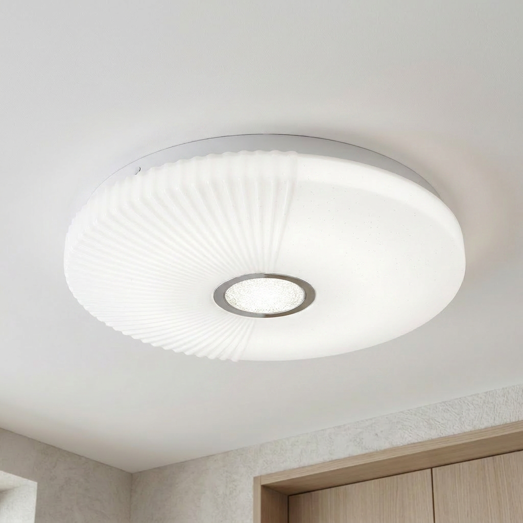 Plafonnier LED Acier Composite Blanc — allume au plafond, halo lumineux