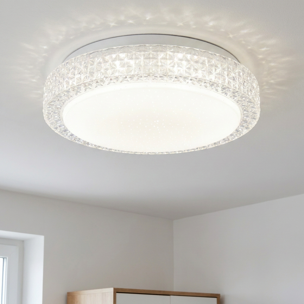 Plafonnier LED Acier Composite Blanc — allume au plafond, halo lumineux