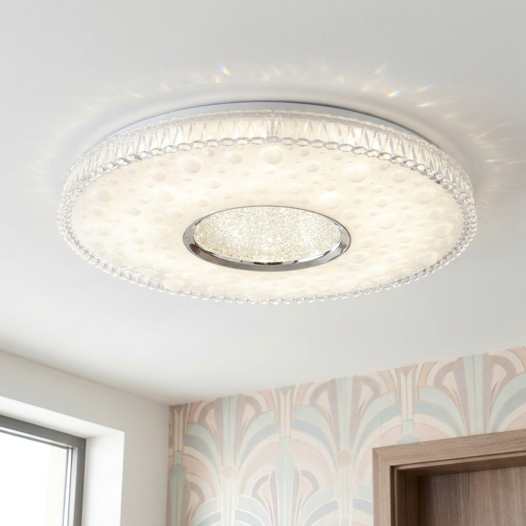 Plafonnier LED Acier Composite Blanc | Bubbles — allume au plafond, halo lumineux