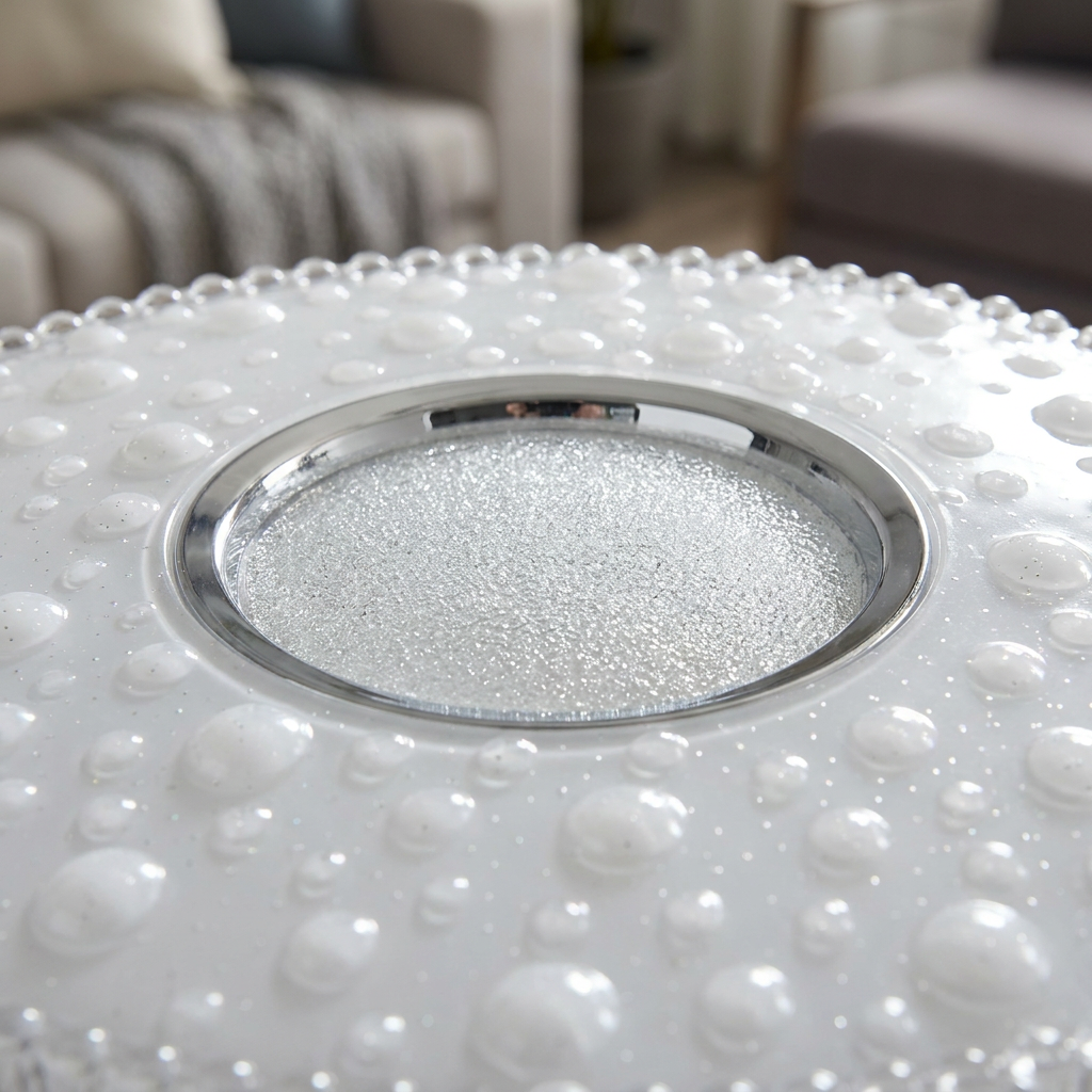 Plafonnier LED Acier Composite Blanc | Bubbles — gros plan sur la matiere et la finition