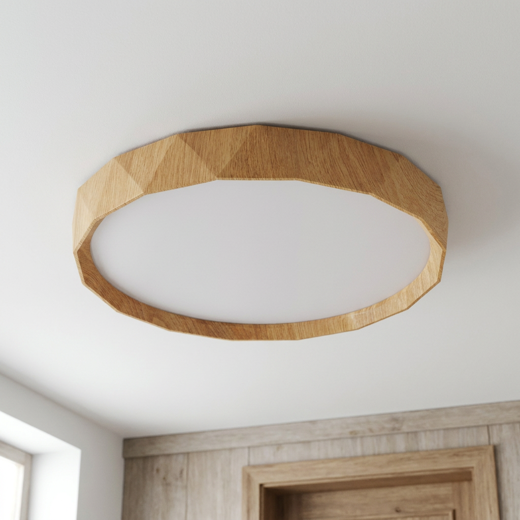 Plafonnier LED Acier Composite Blanc | Cadix — vu de dessous, fixe au plafond, eteint
