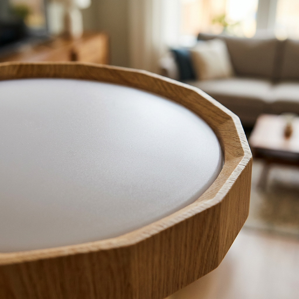 Plafonnier LED Acier Composite Blanc | Cadix — gros plan sur la matiere et la finition