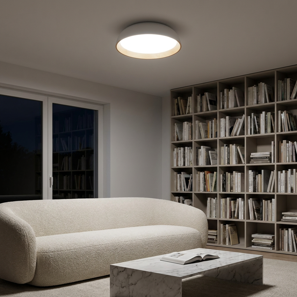 Plafonnier LED Acier Composite Blanc | Calabria — allume le soir, ambiance chaleureuse, eclairage du plafond