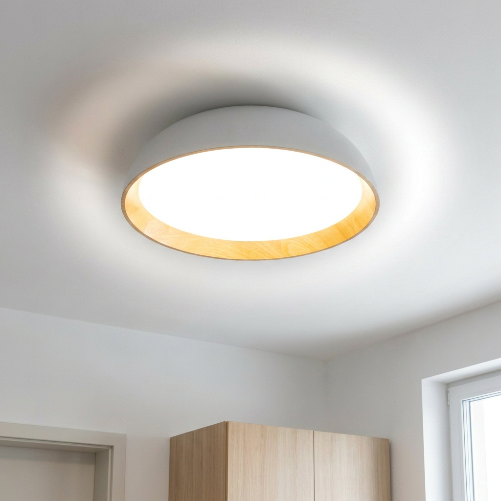 Plafonnier LED Acier Composite Blanc | Calabria — allume au plafond, halo lumineux