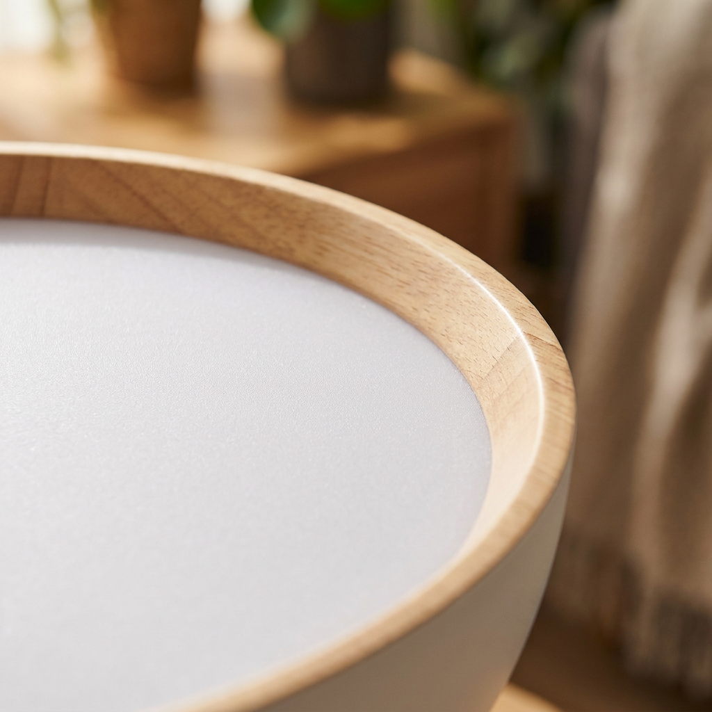 Plafonnier LED Acier Composite Blanc | Calabria — gros plan sur la matiere et la finition