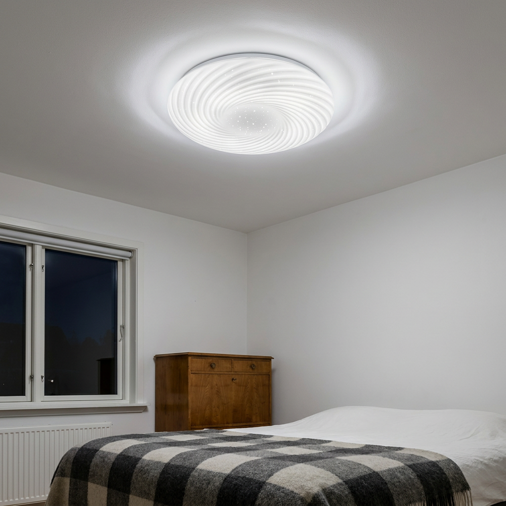 Plafonnier LED Acier Composite Blanc | Calipso — allume le soir, ambiance chaleureuse, eclairage du plafond