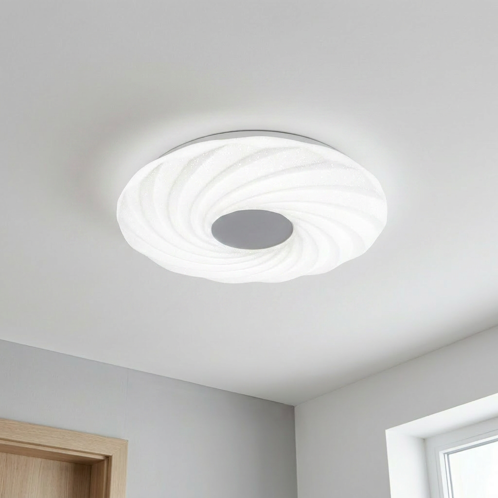 Plafonnier LED Acier Composite Blanc | Calipso — allume au plafond, halo lumineux