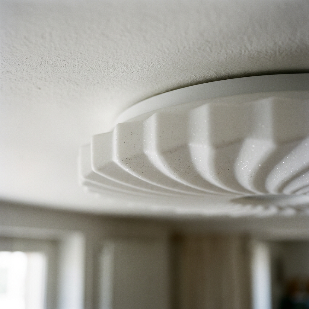 Plafonnier LED Acier Composite Blanc | Calipso — detail du bord et de la fixation au plafond