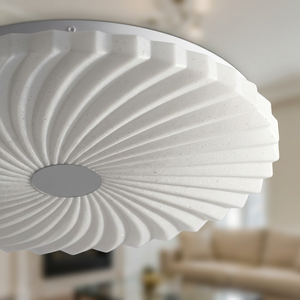 Plafonnier LED Acier Composite Blanc | Calipso — gros plan sur la matiere et la finition