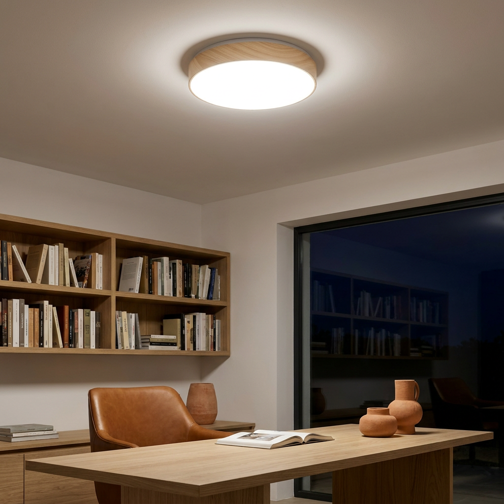 Plafonnier LED Acier Composite Blanc | Figaro — allume le soir, ambiance chaleureuse, eclairage du plafond