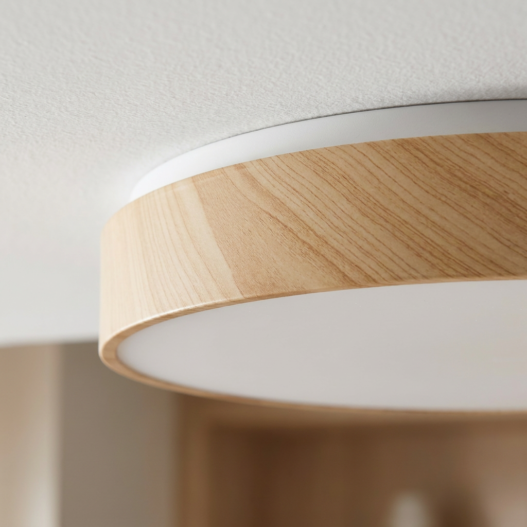 Plafonnier LED Acier Composite Blanc | Figaro — detail du bord et de la fixation au plafond