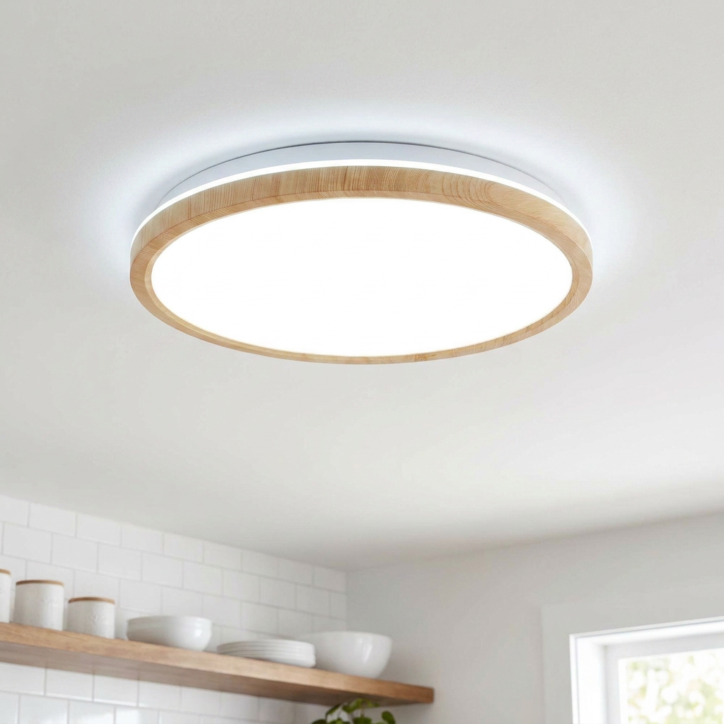 Plafonnier LED Acier Composite Blanc | Gandava — allume au plafond, halo lumineux