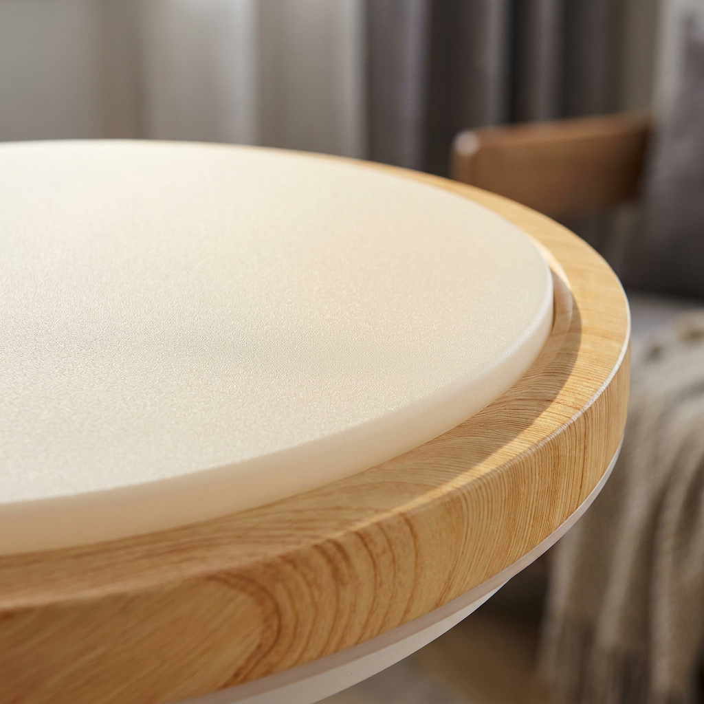 Plafonnier LED Acier Composite Blanc | Gandava — gros plan sur la matiere et la finition