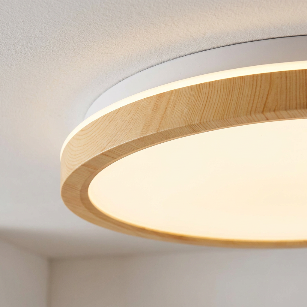 Plafonnier LED Acier Composite Blanc | Gandava — detail du bord et de la fixation au plafond