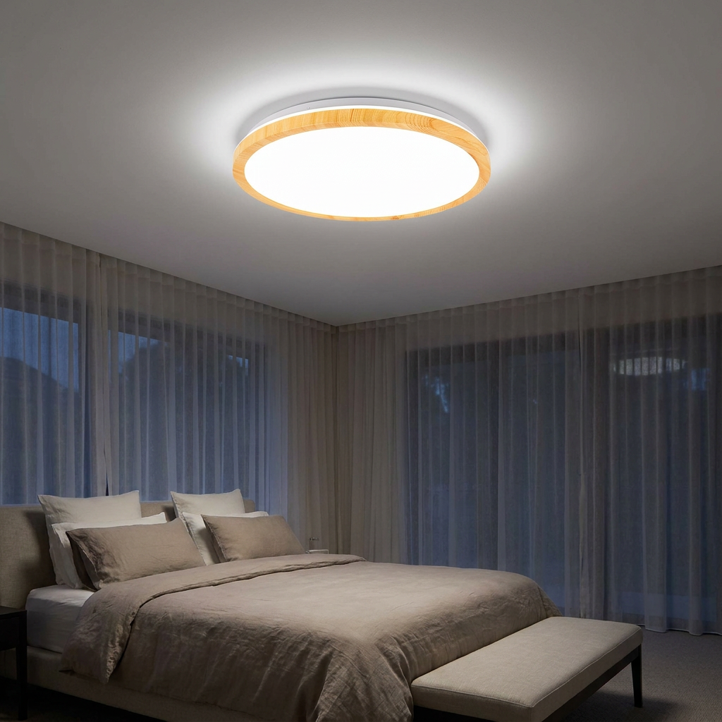 Plafonnier LED Acier Composite Blanc | Gandava — allume le soir, ambiance chaleureuse, eclairage du plafond