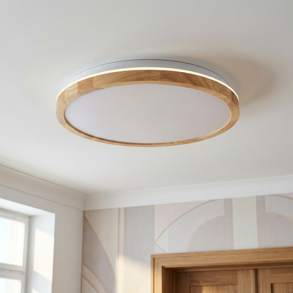 Plafonnier LED Acier Composite Blanc | Gandava — vu de dessous, fixe au plafond, eteint